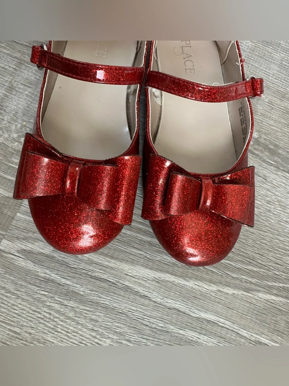 The Children's Place Red Glitter Bow Mary Jane Flats